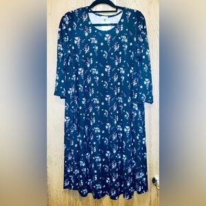 Mountain Mamas Twilight Blooms Tea Length Essential Tunic Dress with Pocket